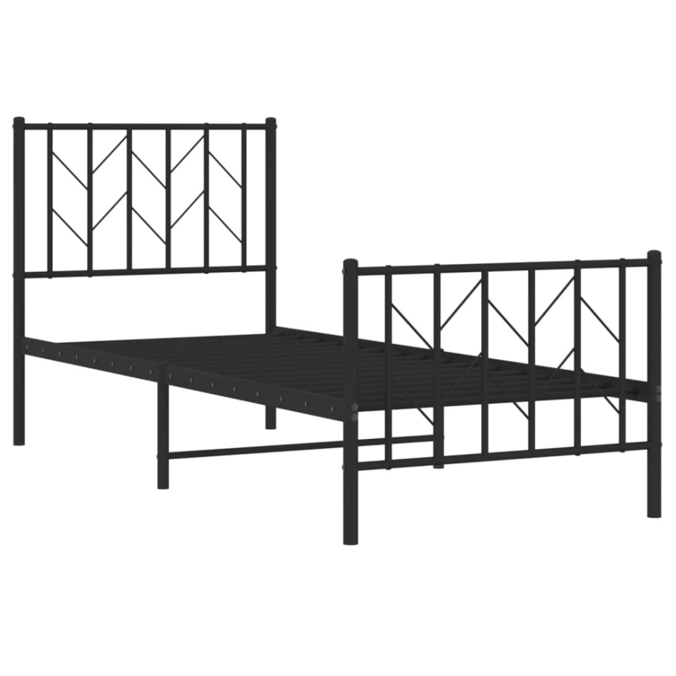 Estructura cama sin colchón con estribo metal negro 75x190