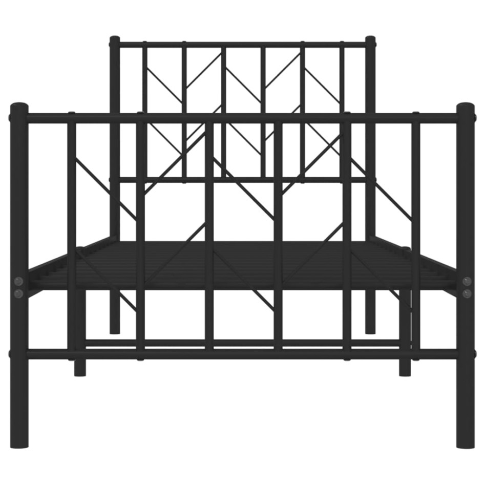 Estructura cama sin colchón con estribo metal negro 75x190