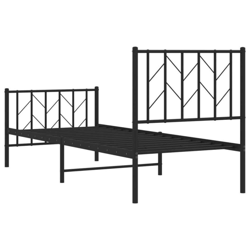 Estructura cama sin colchón con estribo metal negro 75x190