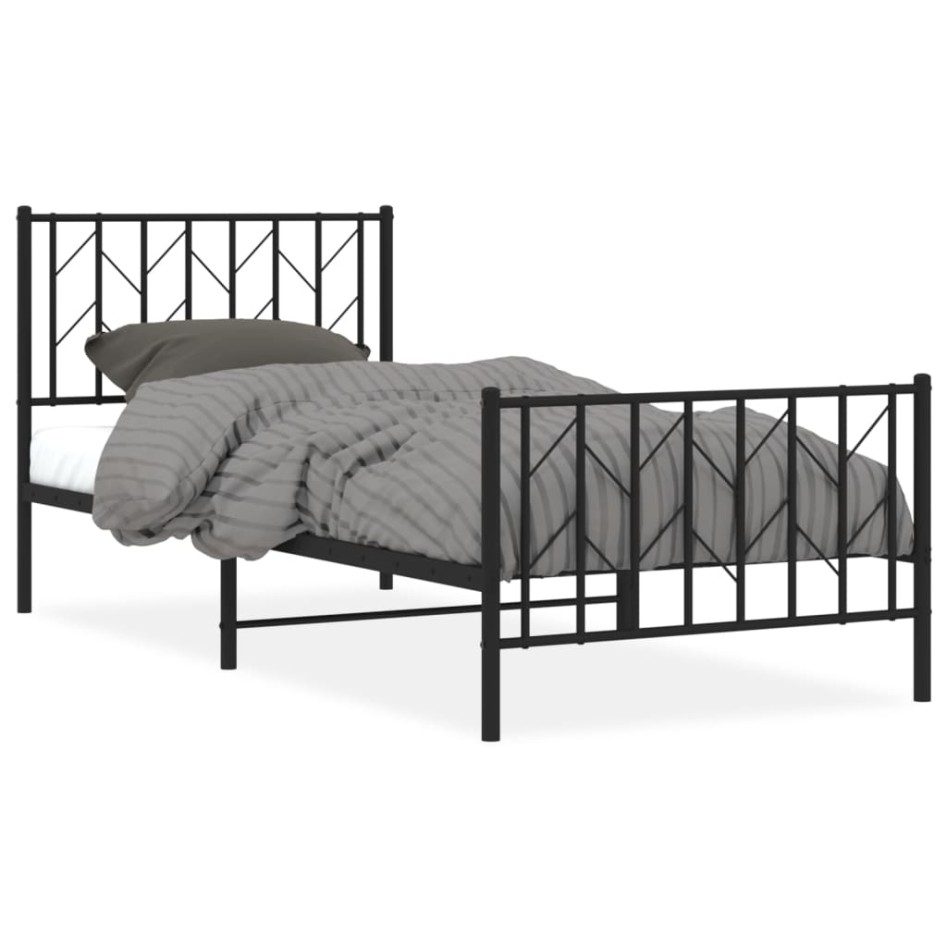 Estructura cama sin colchón con estribo metal negro 90x190