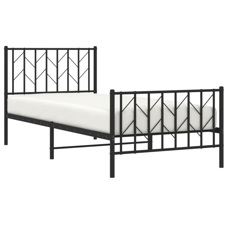 Estructura cama sin colchón con estribo metal negro 90x190