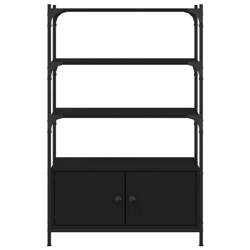 Librería de 3 estantes madera ingeniería negro 70x30x109,5