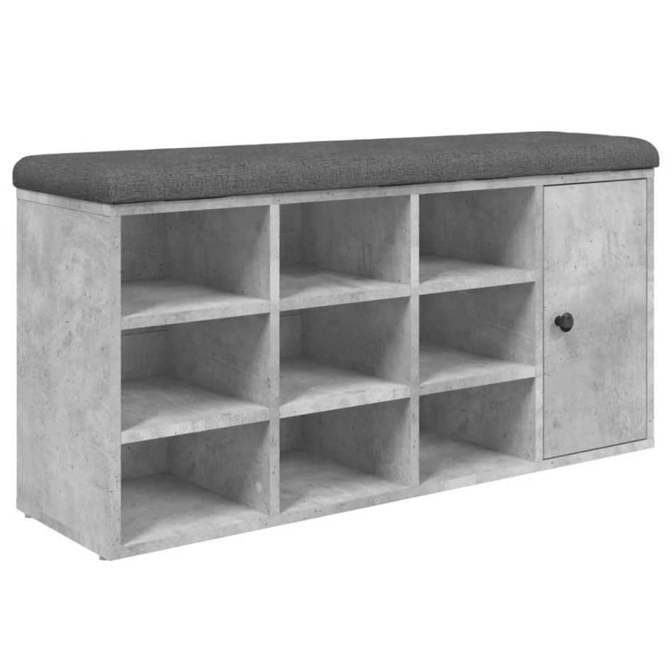 Banco zapatero madera de ingeniería gris hormigón 102x32x50