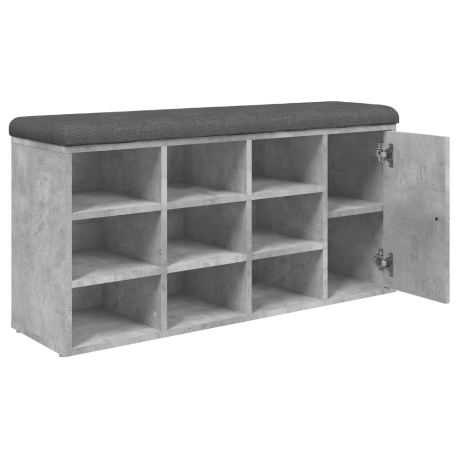 Banco zapatero madera de ingeniería gris hormigón 102x32x50