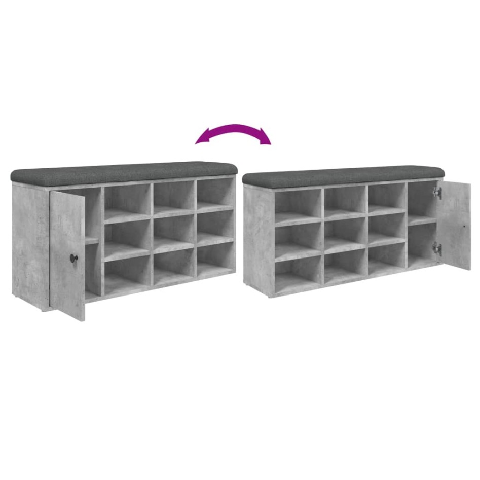 Banco zapatero madera de ingeniería gris hormigón 102x32x50