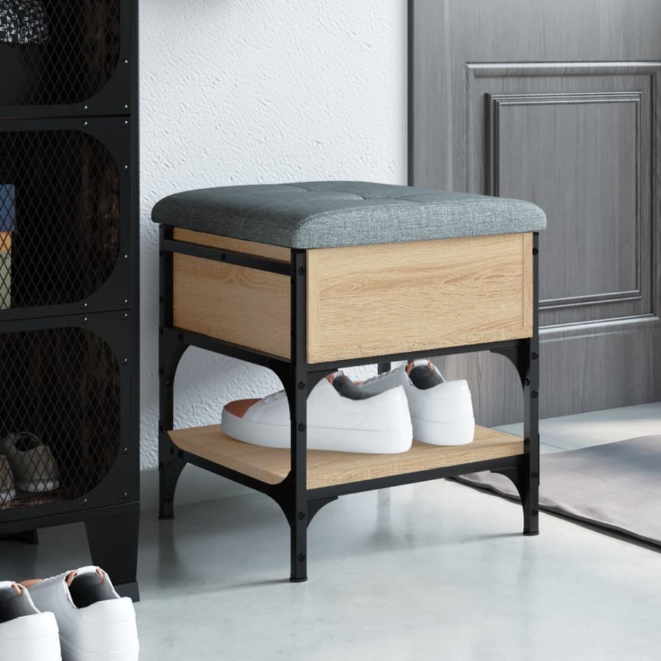 Banco zapatero madera de ingeniería roble Sonoma 42x42x45