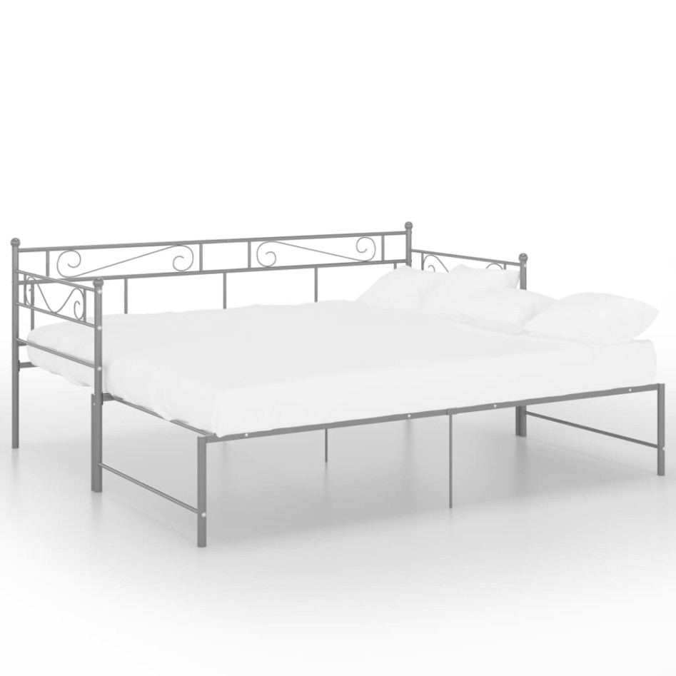Estructura de sofá cama extraíble metal gris 90x200