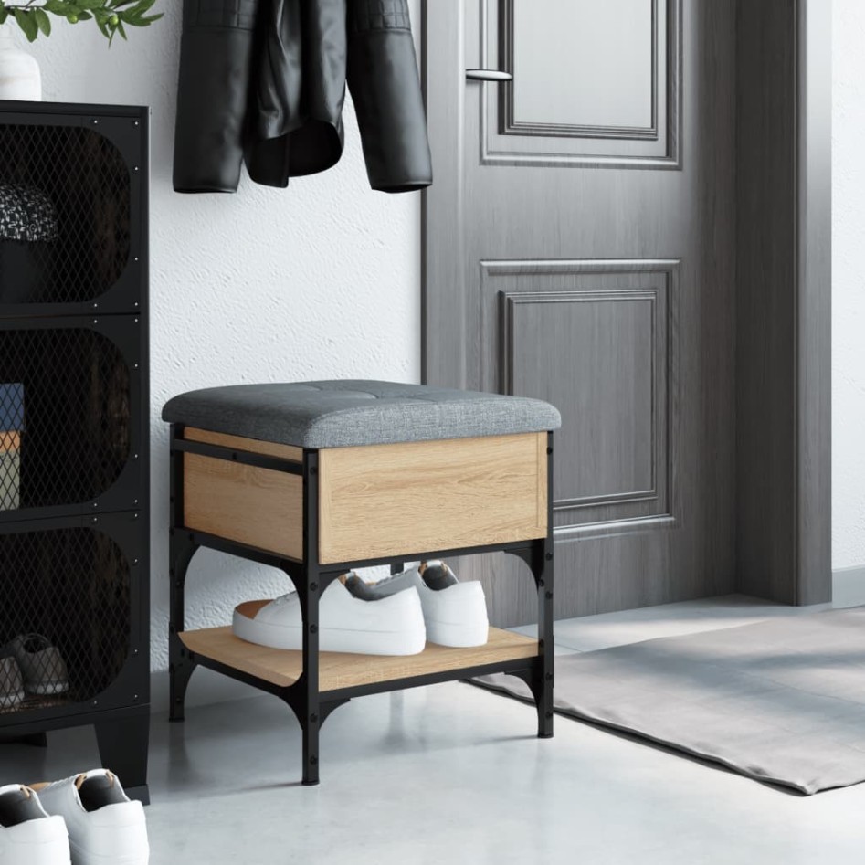 Banco zapatero madera de ingeniería roble Sonoma 42x42x45