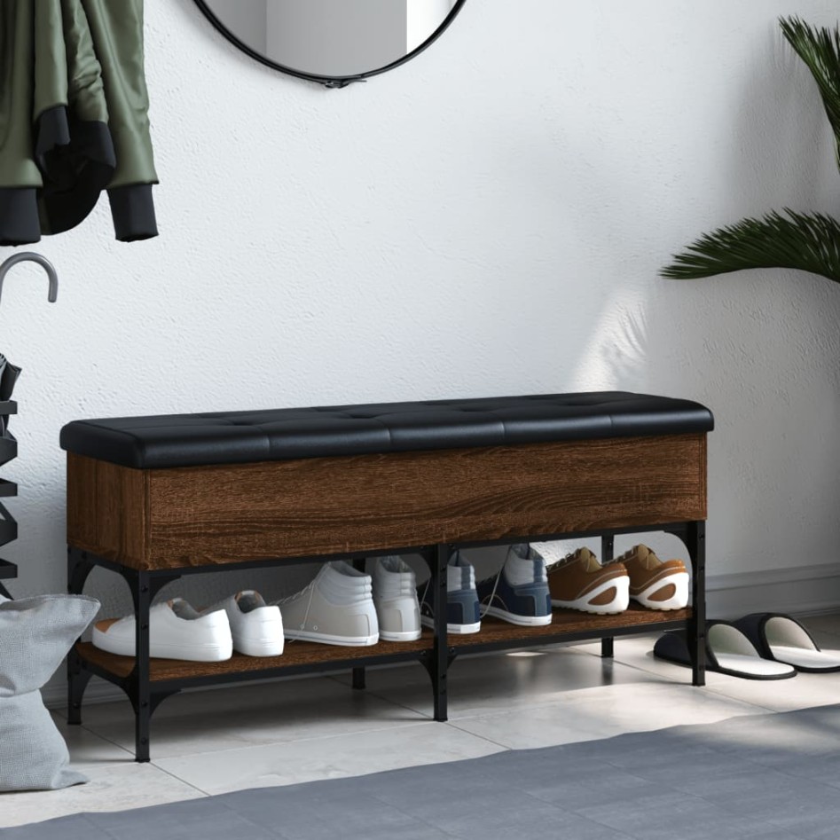 Banco zapatero madera de ingeniería marrón roble 102x32x45