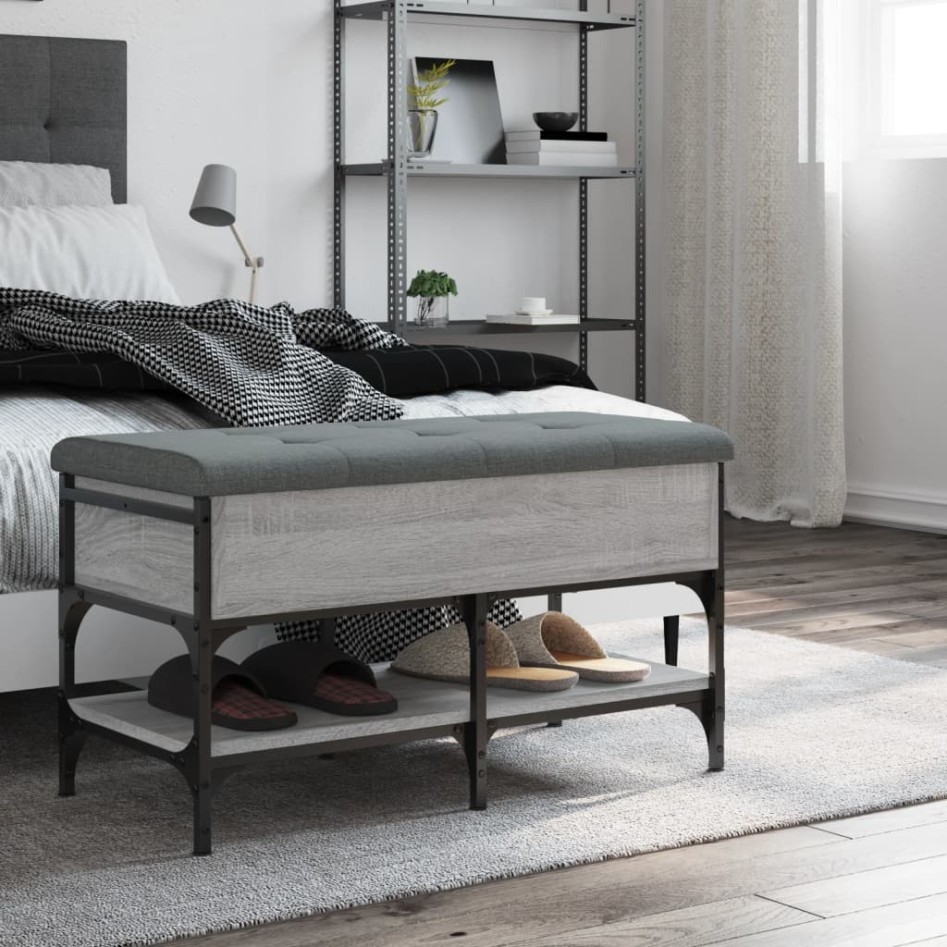 Banco zapatero madera de ingeniería gris Sonoma 82x42x45