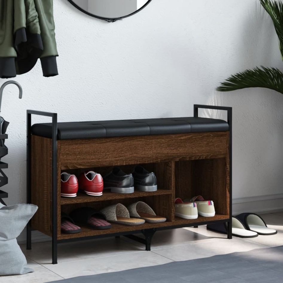 Banco zapatero madera de ingeniería marrón roble