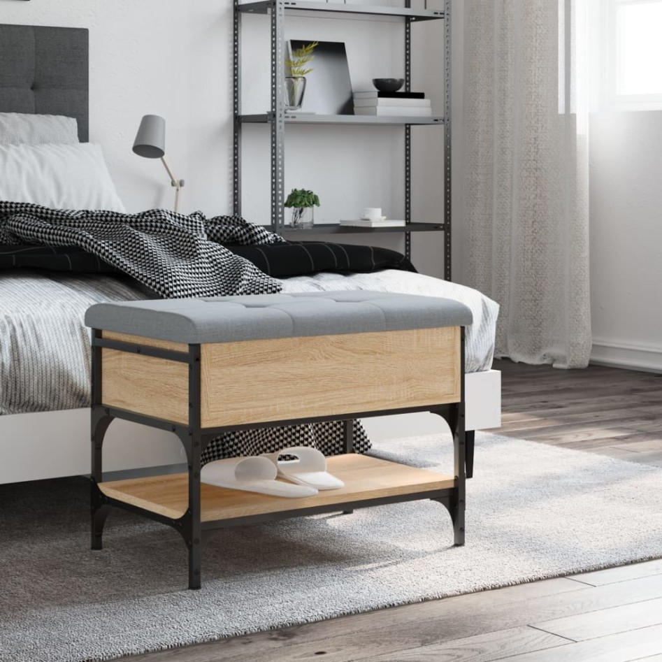 Banco zapatero madera de ingeniería roble Sonoma 62x42x45