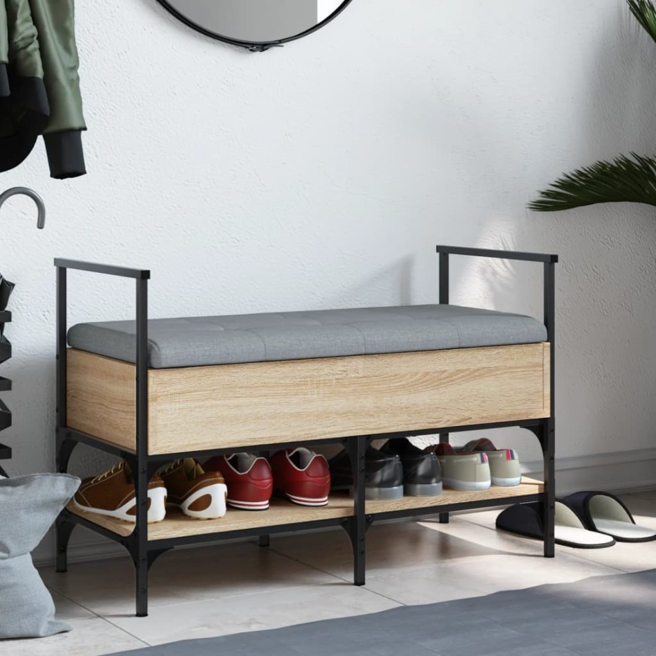 Banco zapatero madera de ingeniería roble Sonoma