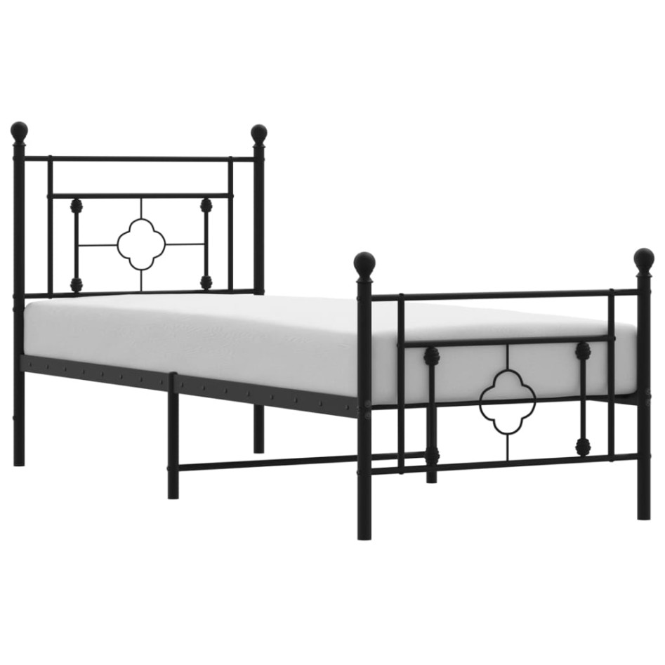 Estructura cama sin colchón con estribo metal negro 80x200