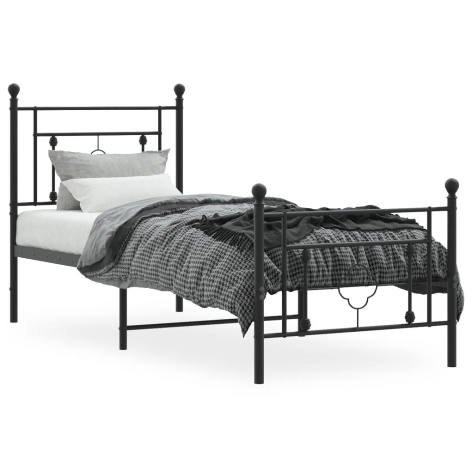 Estructura cama sin colchón con estribo metal negro 80x200