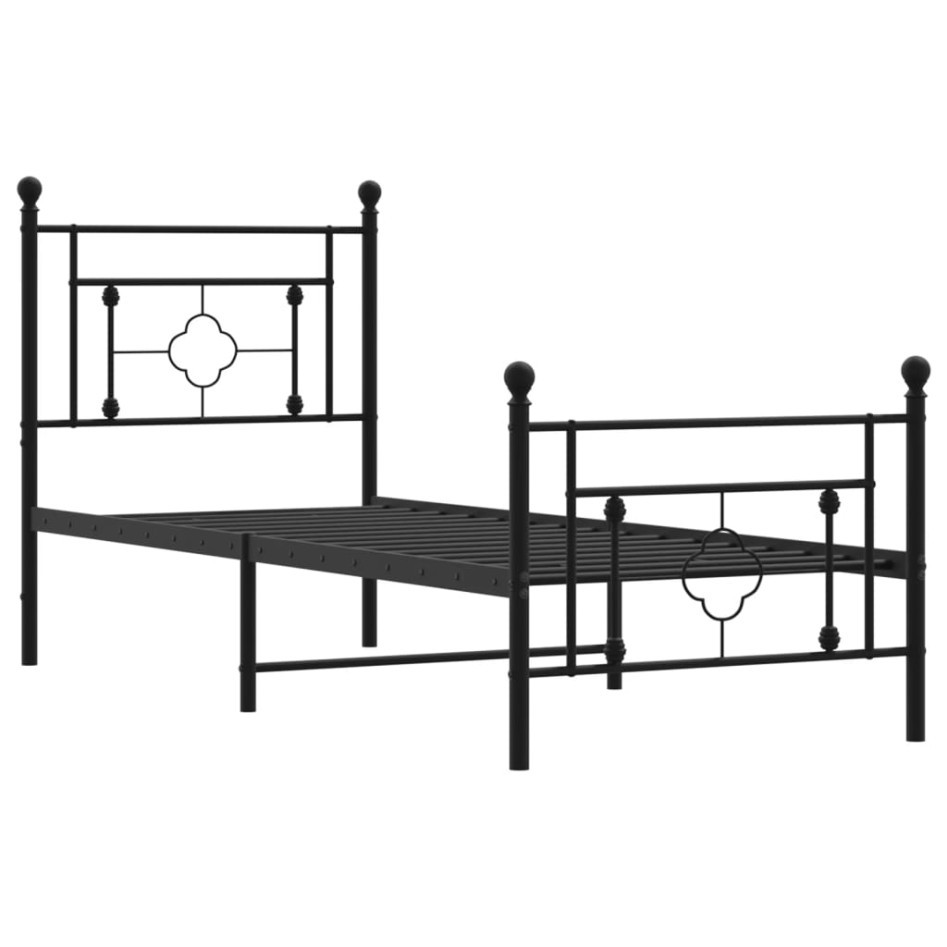 Estructura cama sin colchón con estribo metal negro 80x200