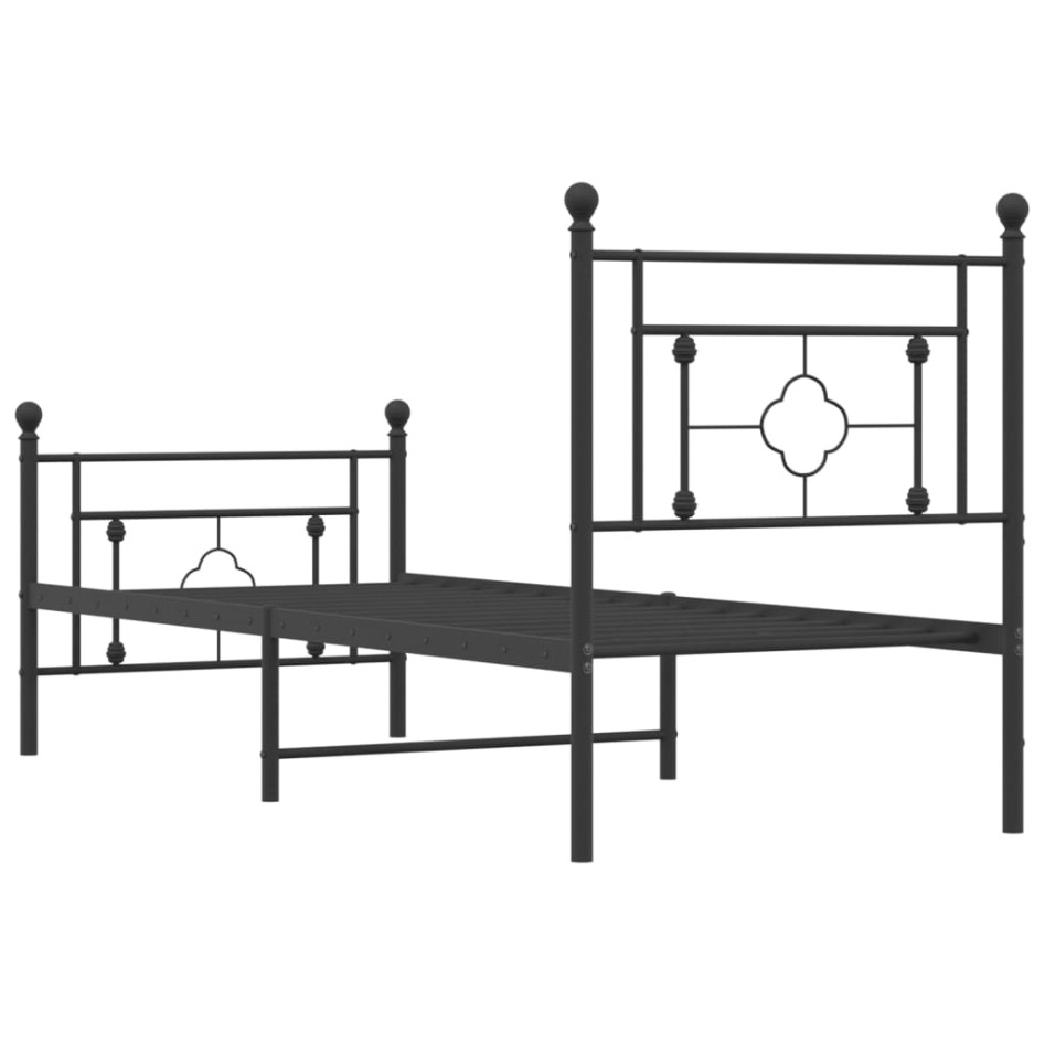 Estructura cama sin colchón con estribo metal negro 80x200