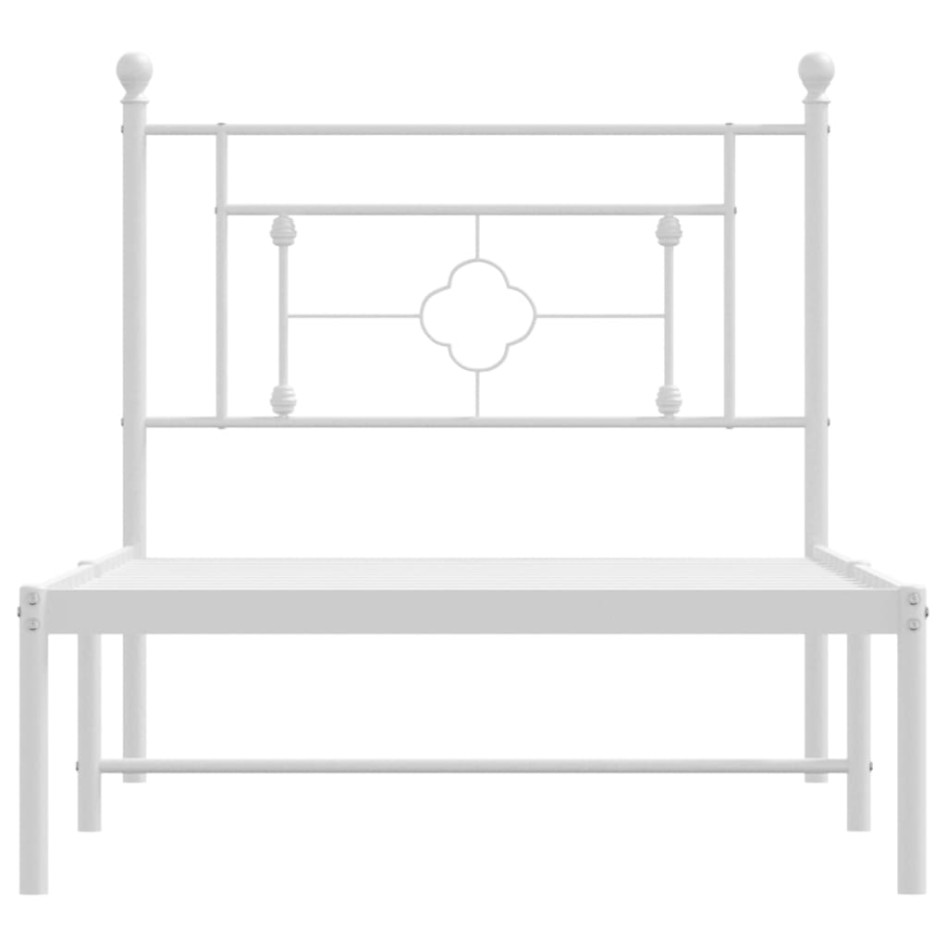 Estructura cama sin colchón con cabecero metal blanco 90x200