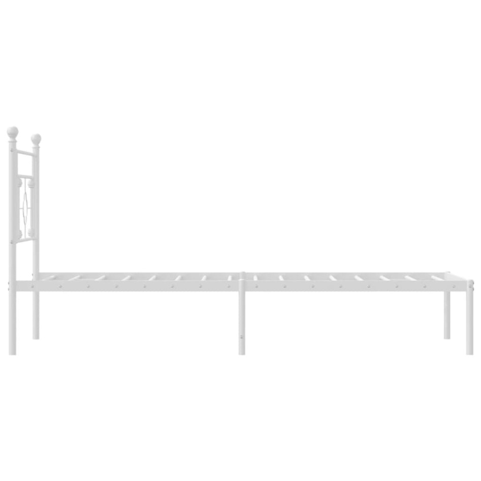Estructura cama sin colchón con cabecero metal blanco 90x200