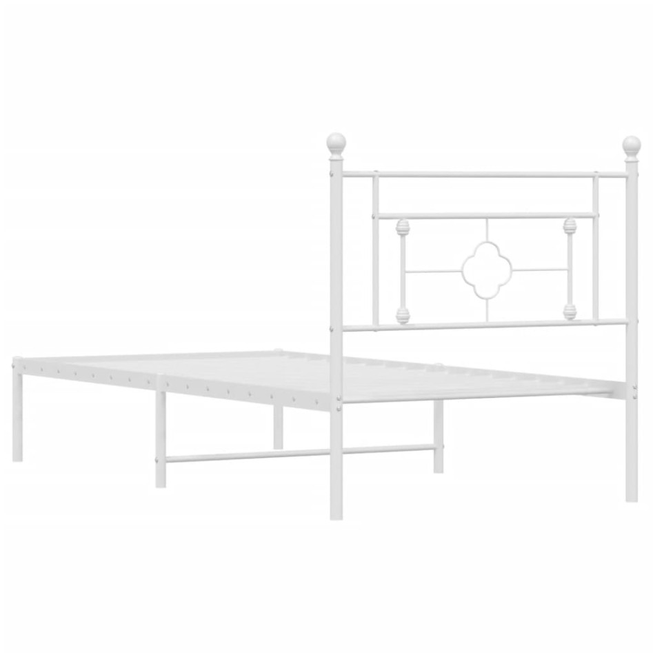 Estructura cama sin colchón con cabecero metal blanco 90x200