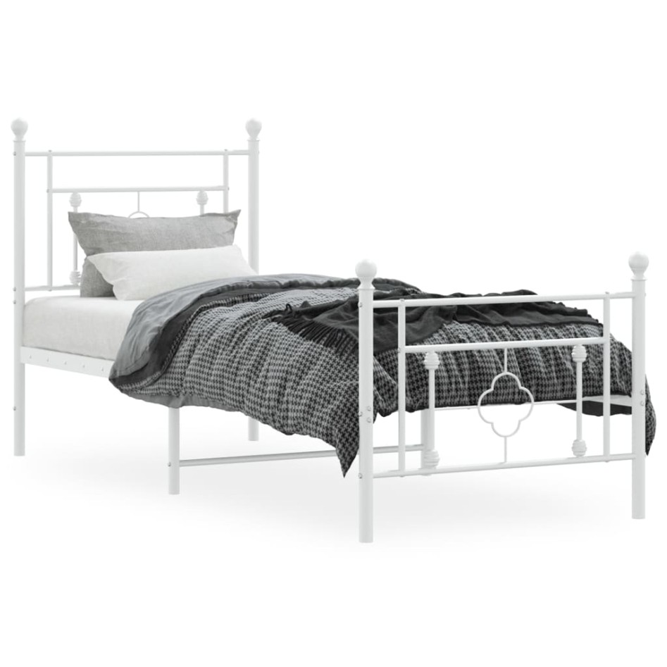 Estructura cama sin colchón con estribo metal blanco 80x200