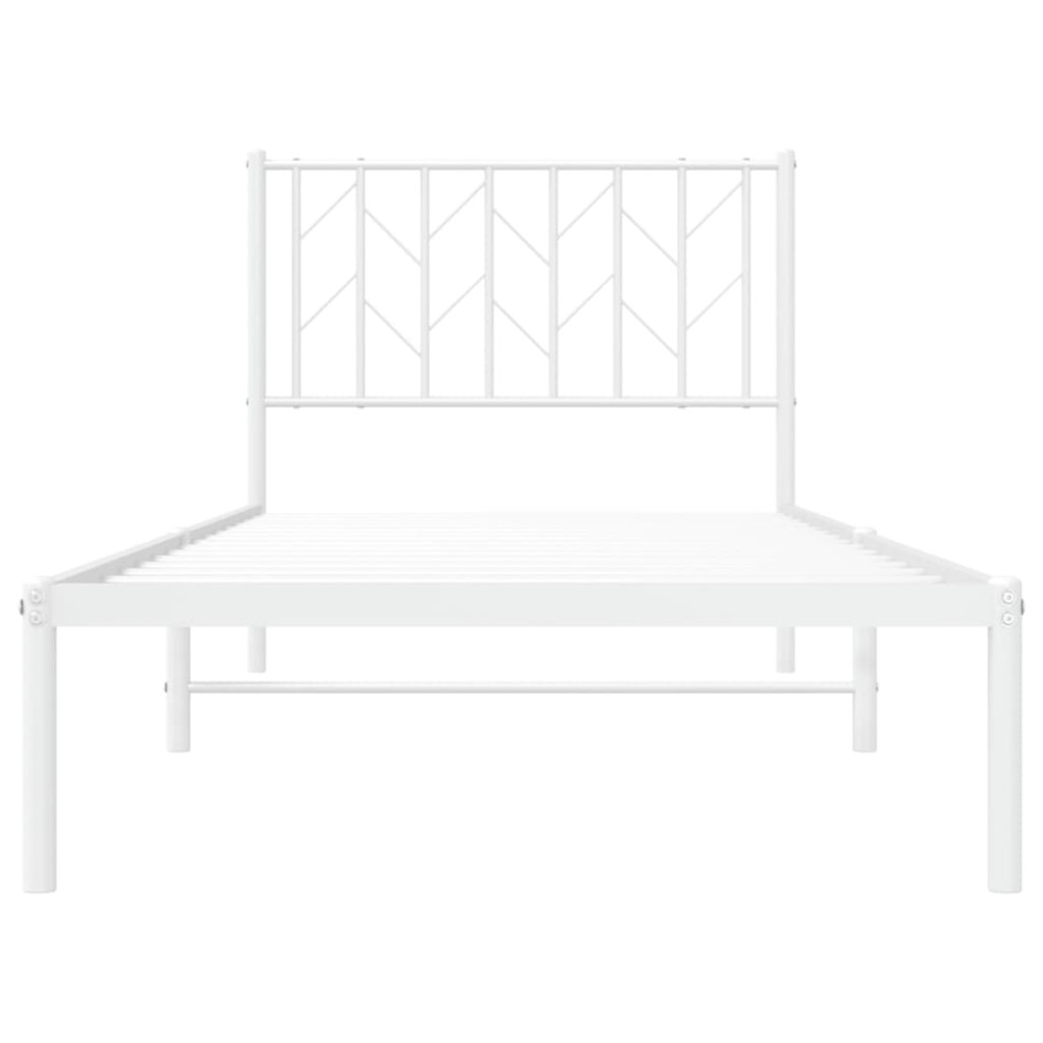 Estructura cama sin colchón con cabecero metal blanco 90x200
