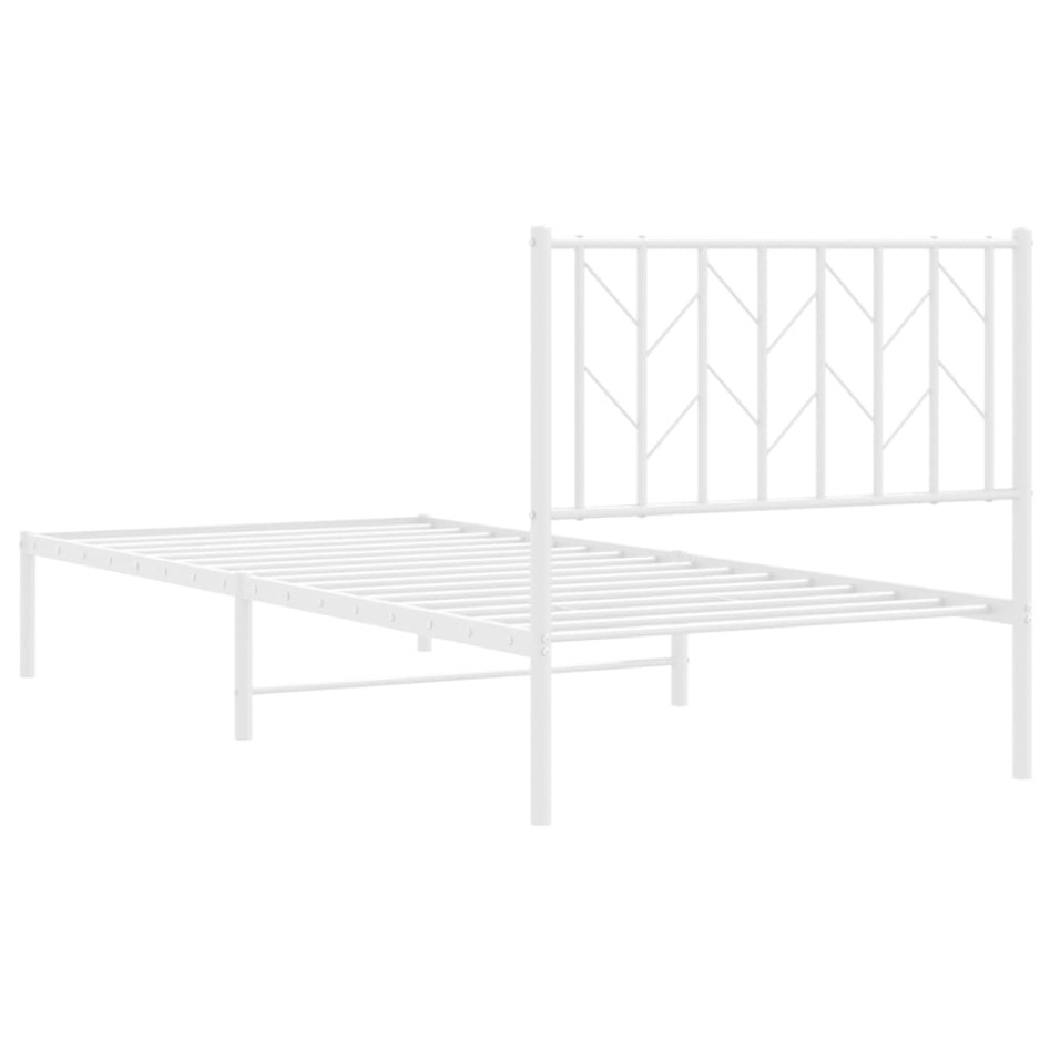 Estructura cama sin colchón con cabecero metal blanco 90x200
