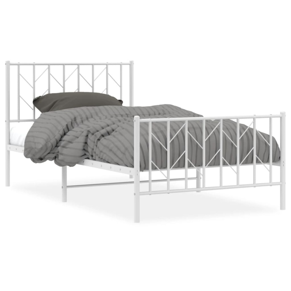 Estructura cama sin colchón con estribo metal blanco 100x190
