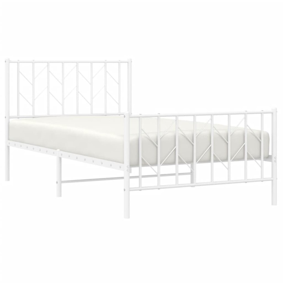Estructura cama sin colchón con estribo metal blanco 100x190