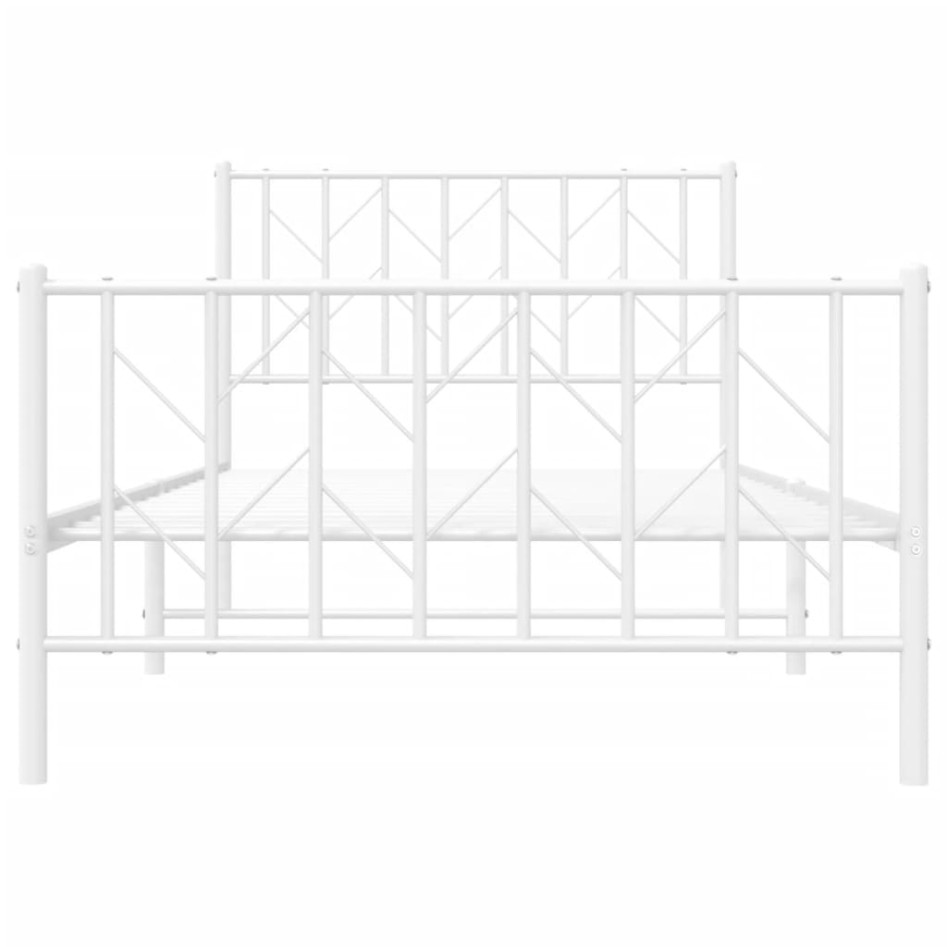 Estructura cama sin colchón con estribo metal blanco 100x190