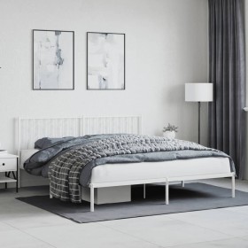 Estructura cama sin colchón con cabecero metal blanco