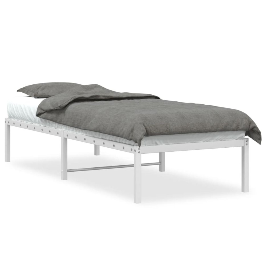 Estructura de cama sin colchón metal blanco 75x190