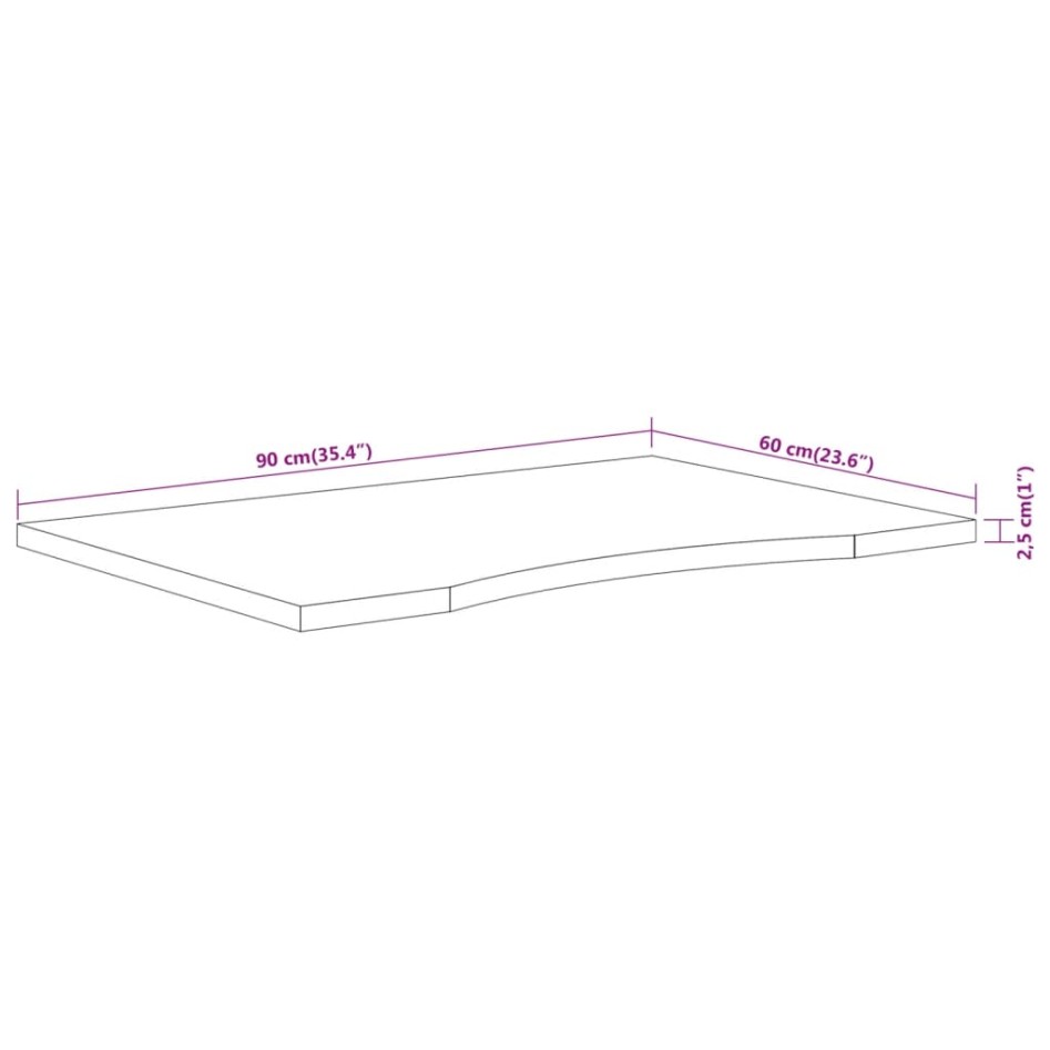 Tablero de escritorio rectangular madera de acacia 90x60x2,5