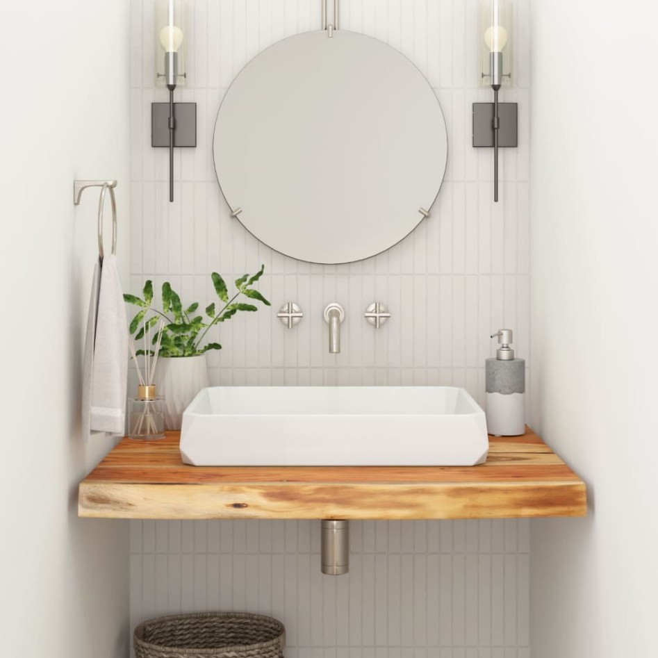 Encimera de baño rectangular madera maciza acacia 80x60x2,5