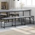 Banco de comedor acero y tela gris claro 186x32x45