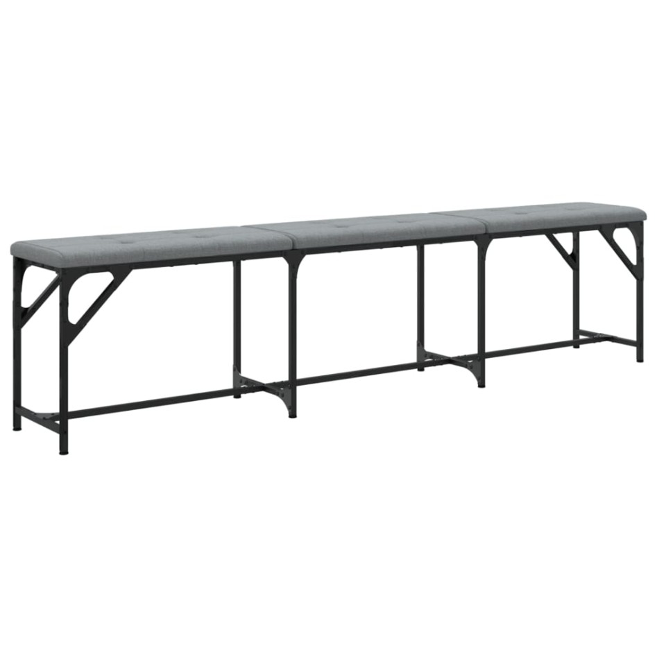 Banco de comedor acero y tela gris claro 186x32x45
