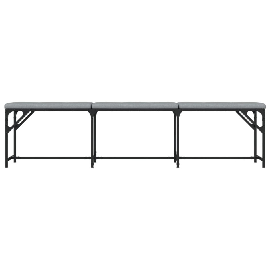 Banco de comedor acero y tela gris claro 186x32x45