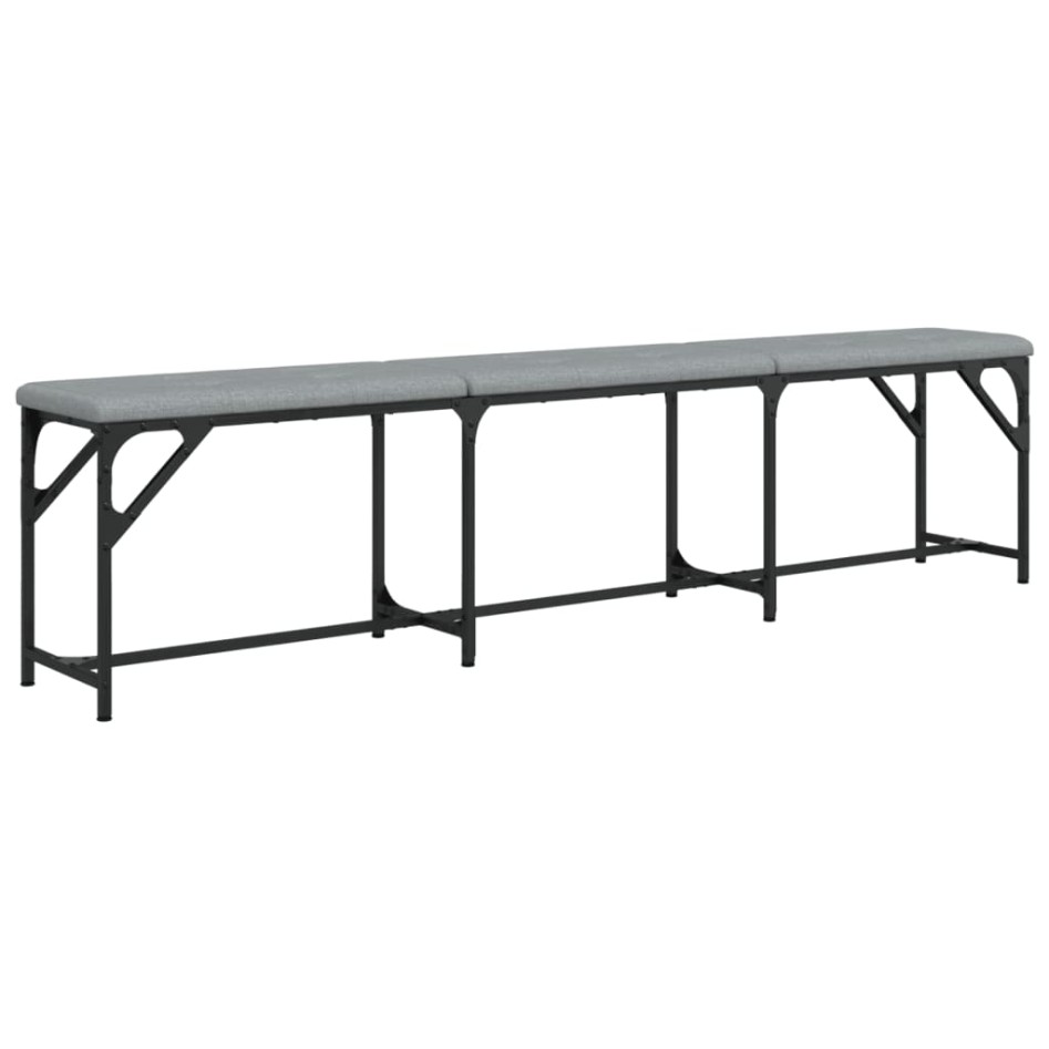 Banco de comedor acero y tela gris claro 186x32x45