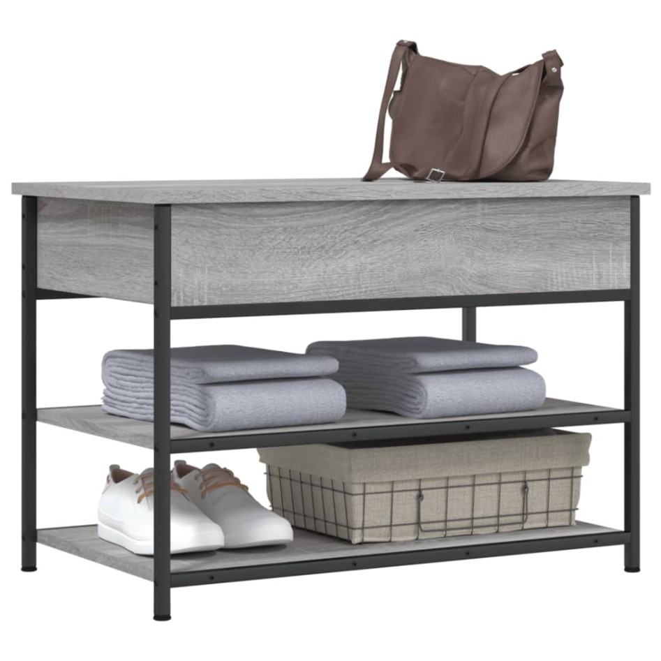 Banco zapatero madera de ingeniería gris Sonoma 70x42,5x50