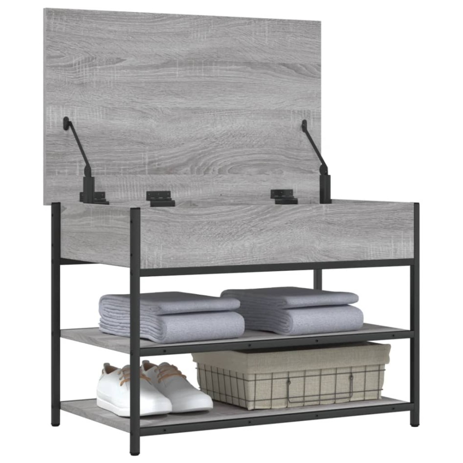 Banco zapatero madera de ingeniería gris Sonoma 70x42,5x50