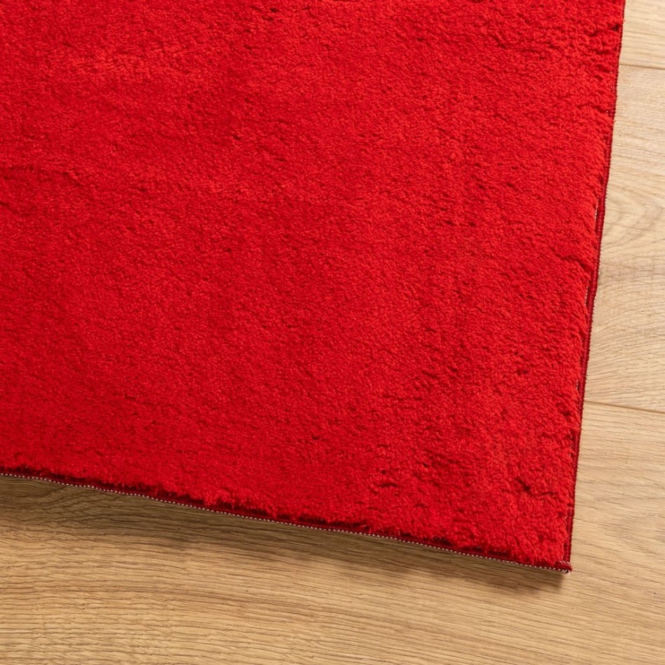 Alfombra de pelo corto suave lavable HUARTE rojo 160x160