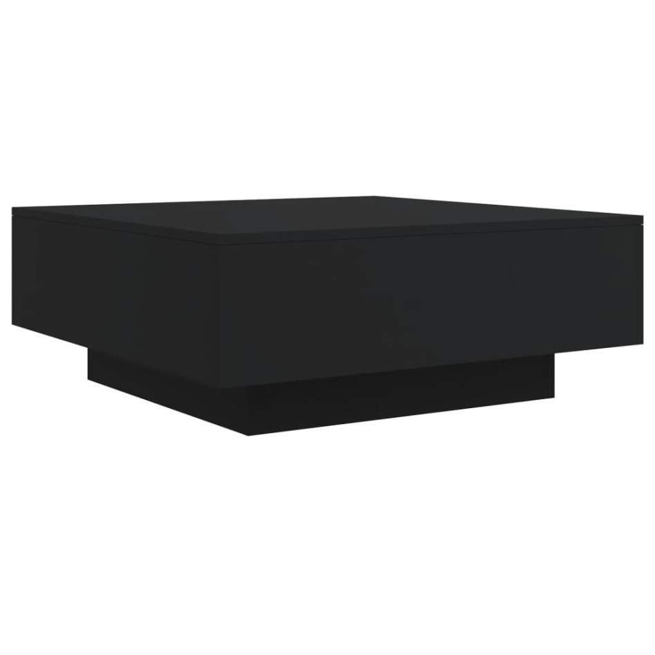 Mesa de centro con luces LED negro 80x80x31