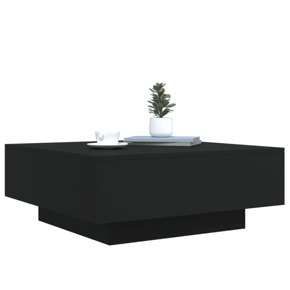 Mesa de centro con luces LED negro 80x80x31