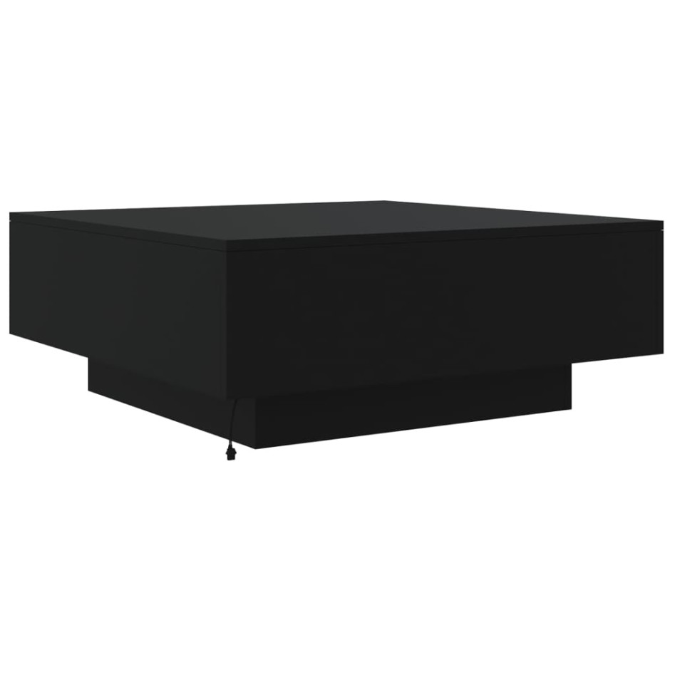 Mesa de centro con luces LED negro 80x80x31