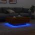 Mesa de centro con luces LED roble marrón 80x80x31