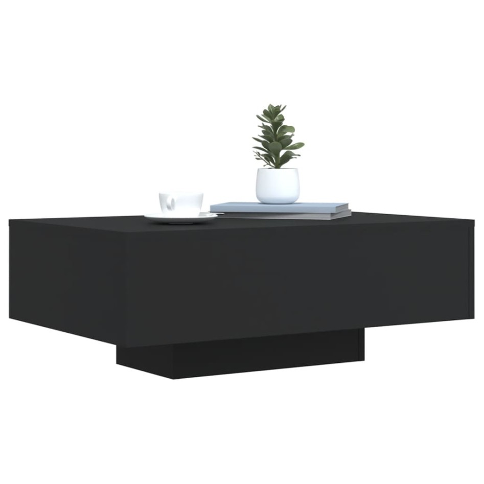 Mesa de centro con luces LED negro 85x55x31