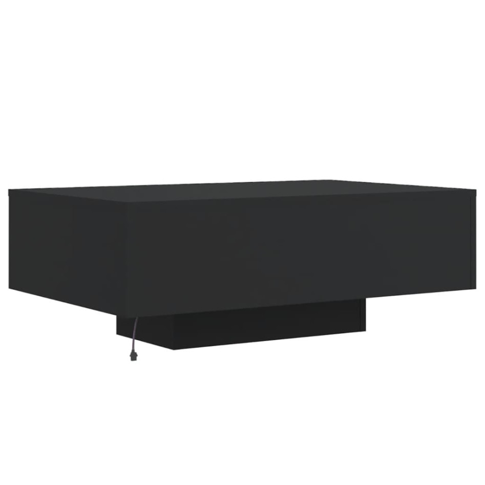 Mesa de centro con luces LED negro 85x55x31
