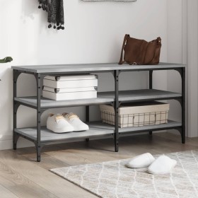 Banco zapatero madera de ingeniería gris Sonoma 100x38,5x49