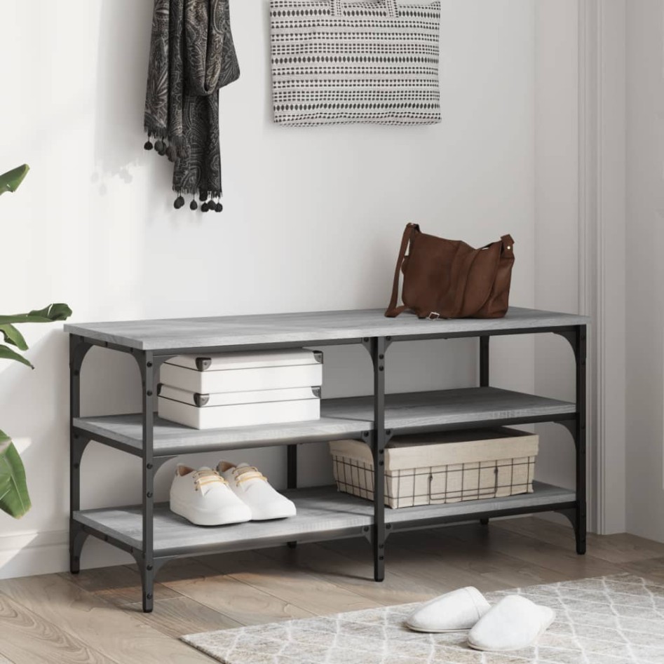 Banco zapatero madera de ingeniería gris Sonoma 100x38,5x49