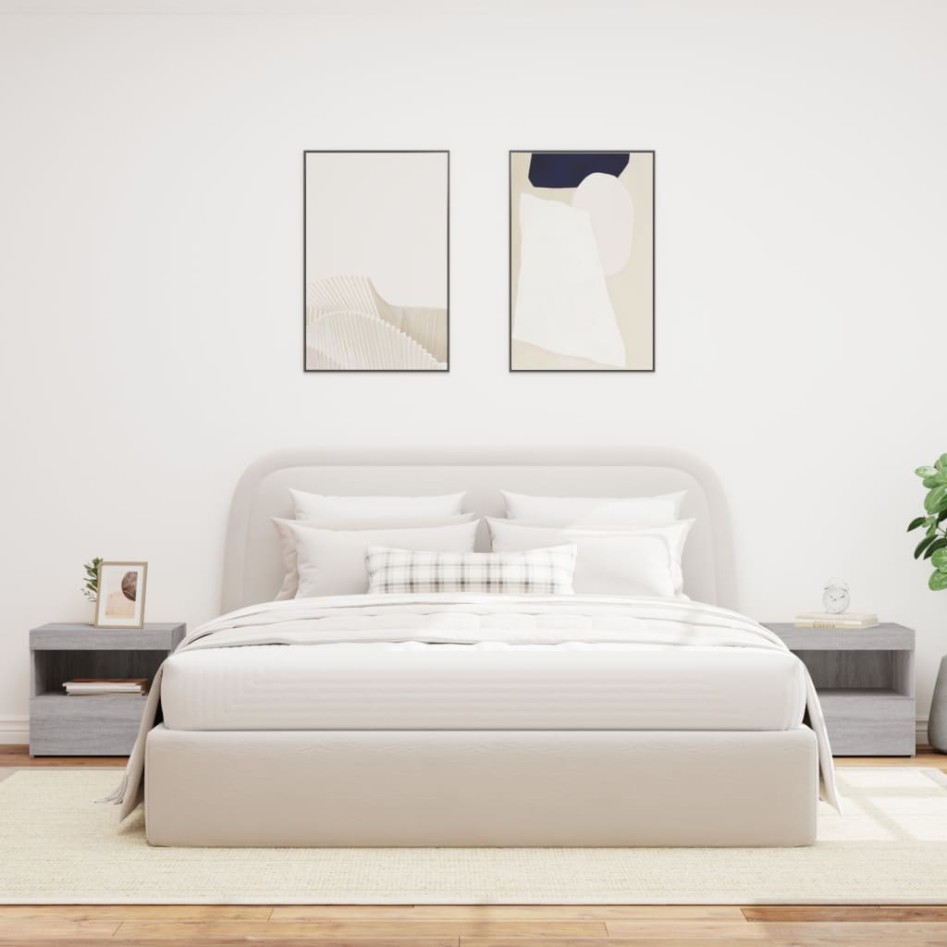 Mesitas de noche con luces LED 2 uds gris Sonoma 50x40x45